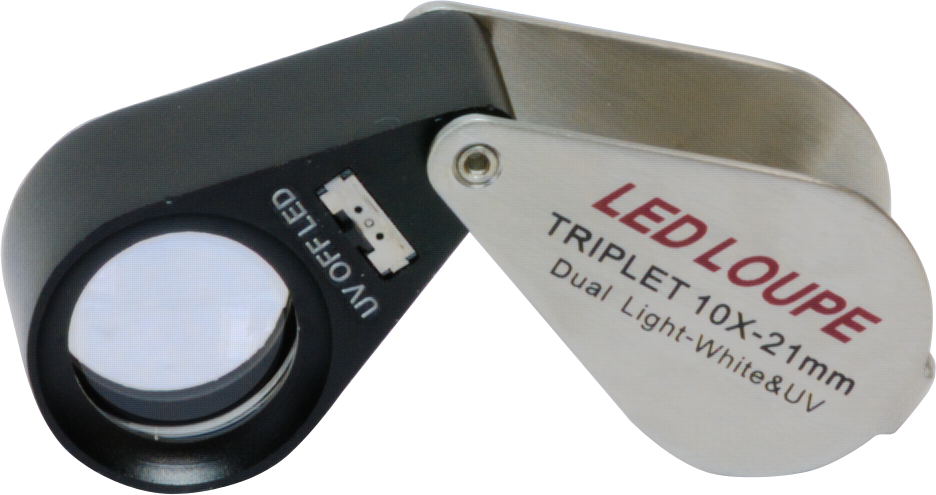 Beleuchtete Einschlaglupe mit LED&UV