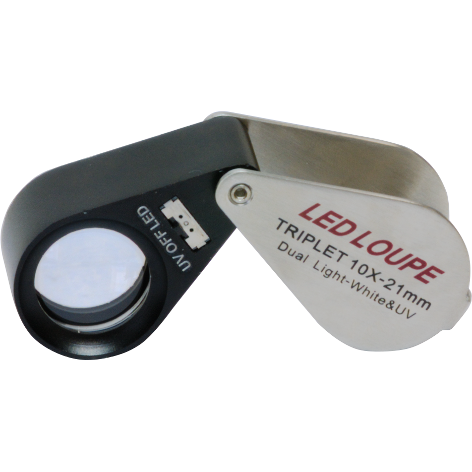 Triplete de lupa de joyero LED/UV